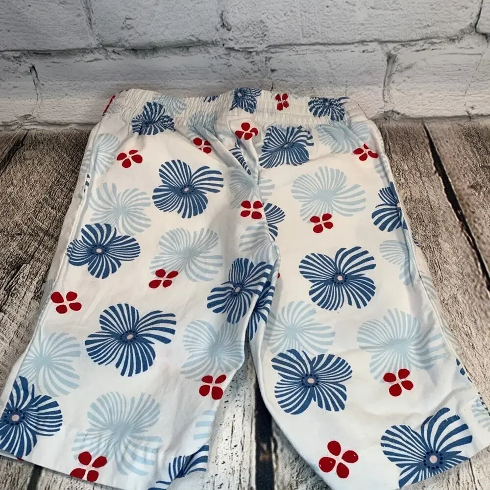 JANIE AND JACK Girl’s Red/White/Blue Flowered Bermuda Shorts / Size: 3-6 Months